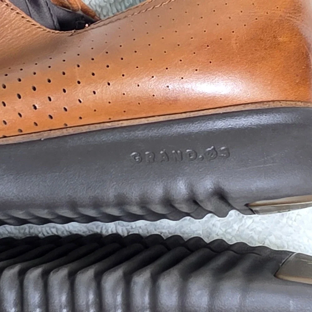 Cole Haan Zerogrand Laser Wingtip Oxford Shoes British Tan Leather Mens 13